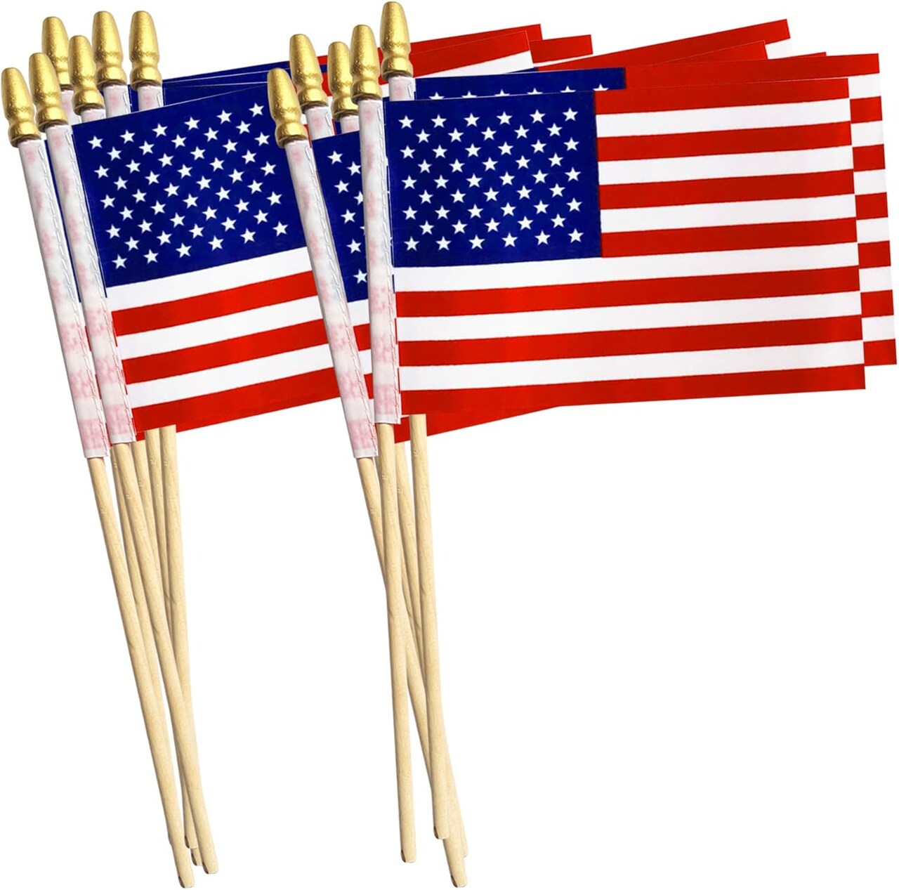12 Pack mini American Flags 4x6 US American ​Hand Held Stick Flags small american flags on stick for 4th of july Patriotic Veterans Day decorations